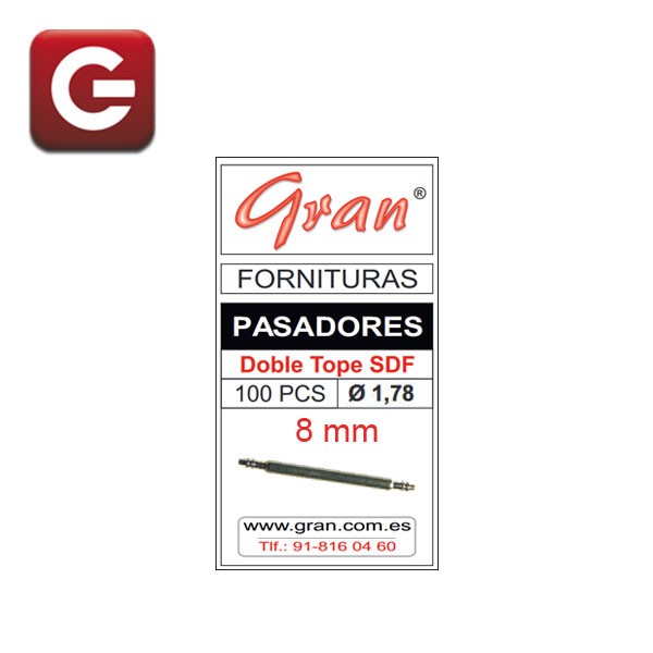 PASADORES DOBLE TOPE Ø 1,80 - 100 PIEZAS - 8 mm PASADORES DOBLE TOPE Ø 1,80 - 100 PIEZAS - 8 mm